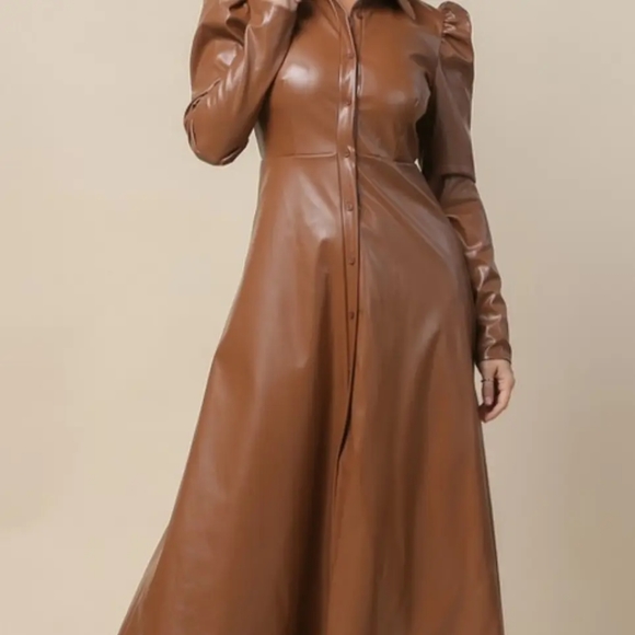 Faux Leather Matrix Dress - Picture 3 of 6